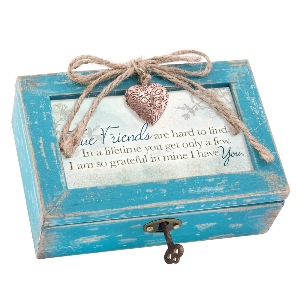 8845 True Friends Grateful Petite Locket Distressed Music Box, Blue